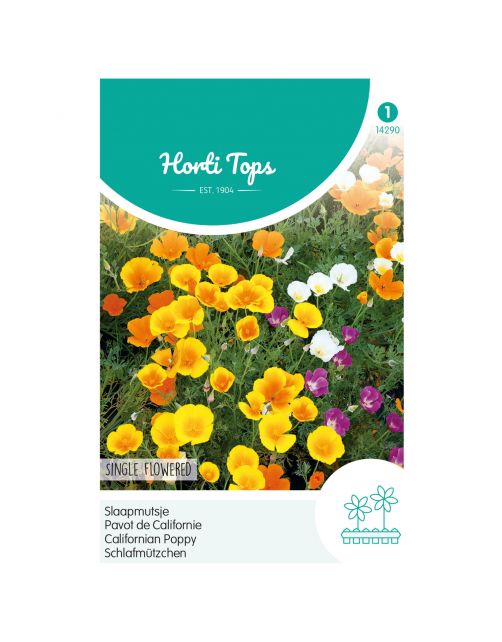 Hortitops Eschscholtzia - Slaapmutsje Enkelbloemig Gemengd - Bloemenzaden - 1 g