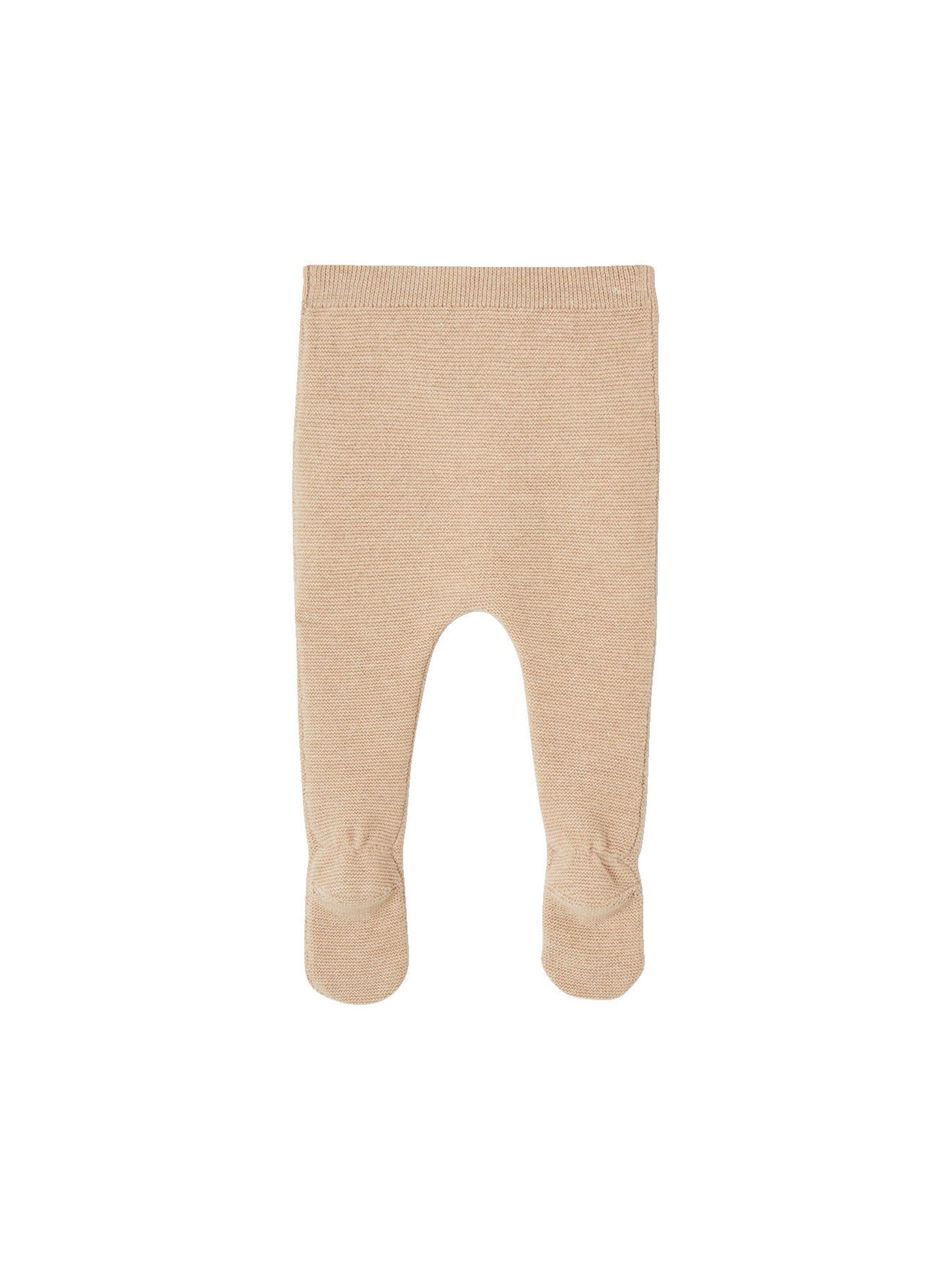 Vertbaudet Baby Strickhose mit Fuß, Baumwolle/Wolle beige meliert