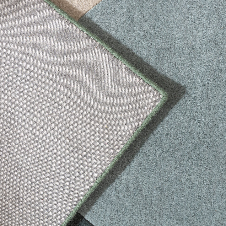 Wollen abstract vloerkleed - Clarice Olijfgroen/Mint