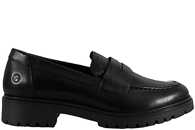 TAMARIS LOAFERS I SORT GLAT SKIND
