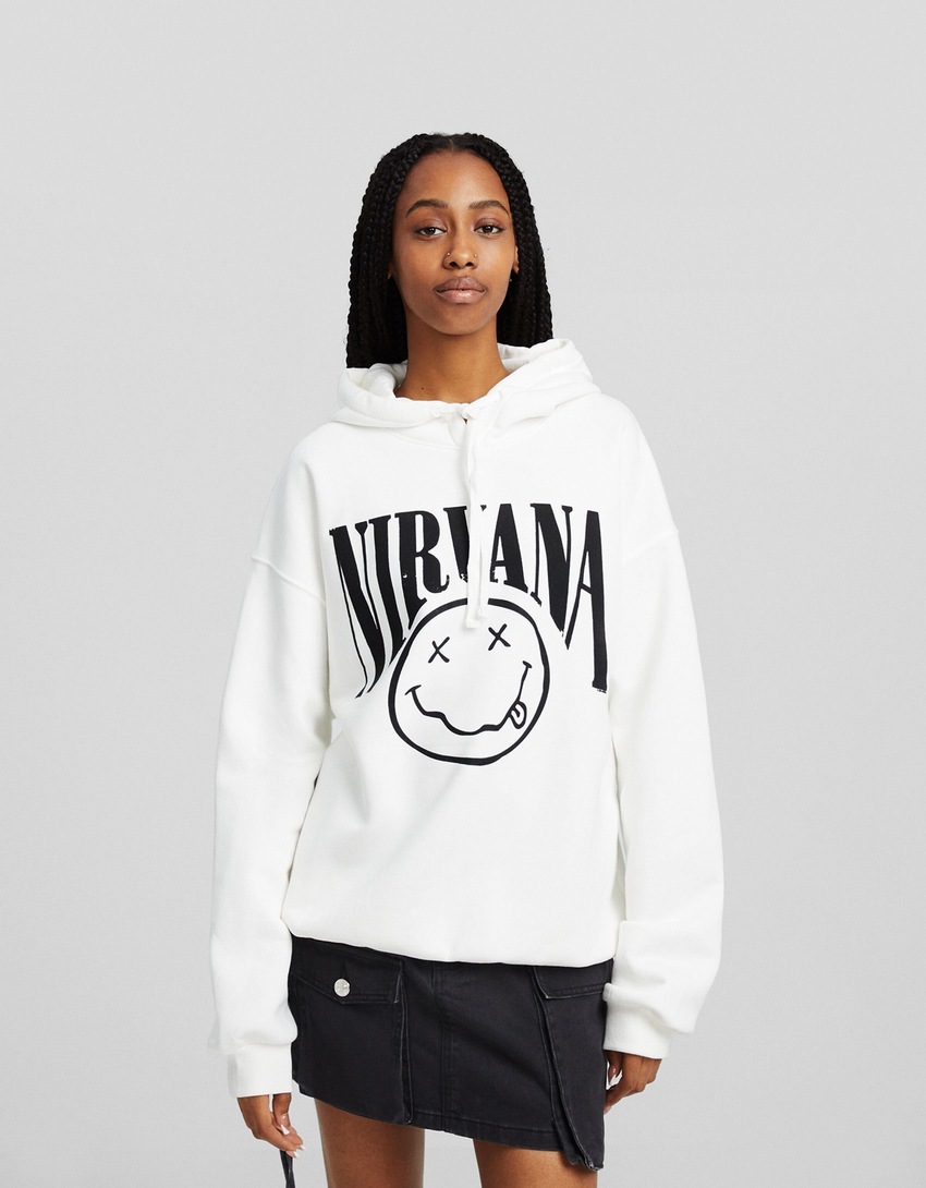 Moletom com capuz estampado do Nirvana