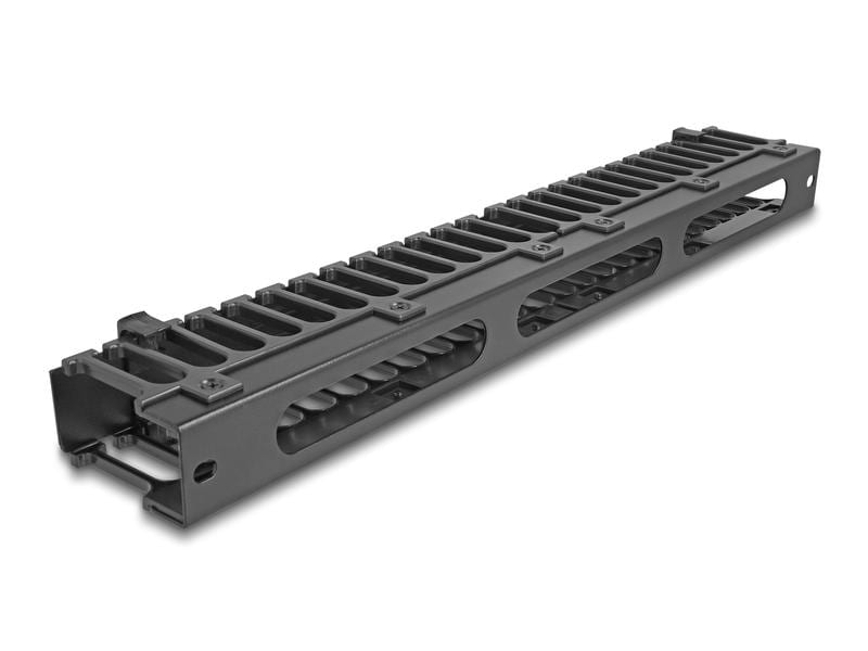 Delock Kabelführungspanel mit 3 Öffnungen 1 HE , Schwarz Delock 19″ Kabelmanagement Rangierpanel mit 3 Öffnungen 1 HE schwarz