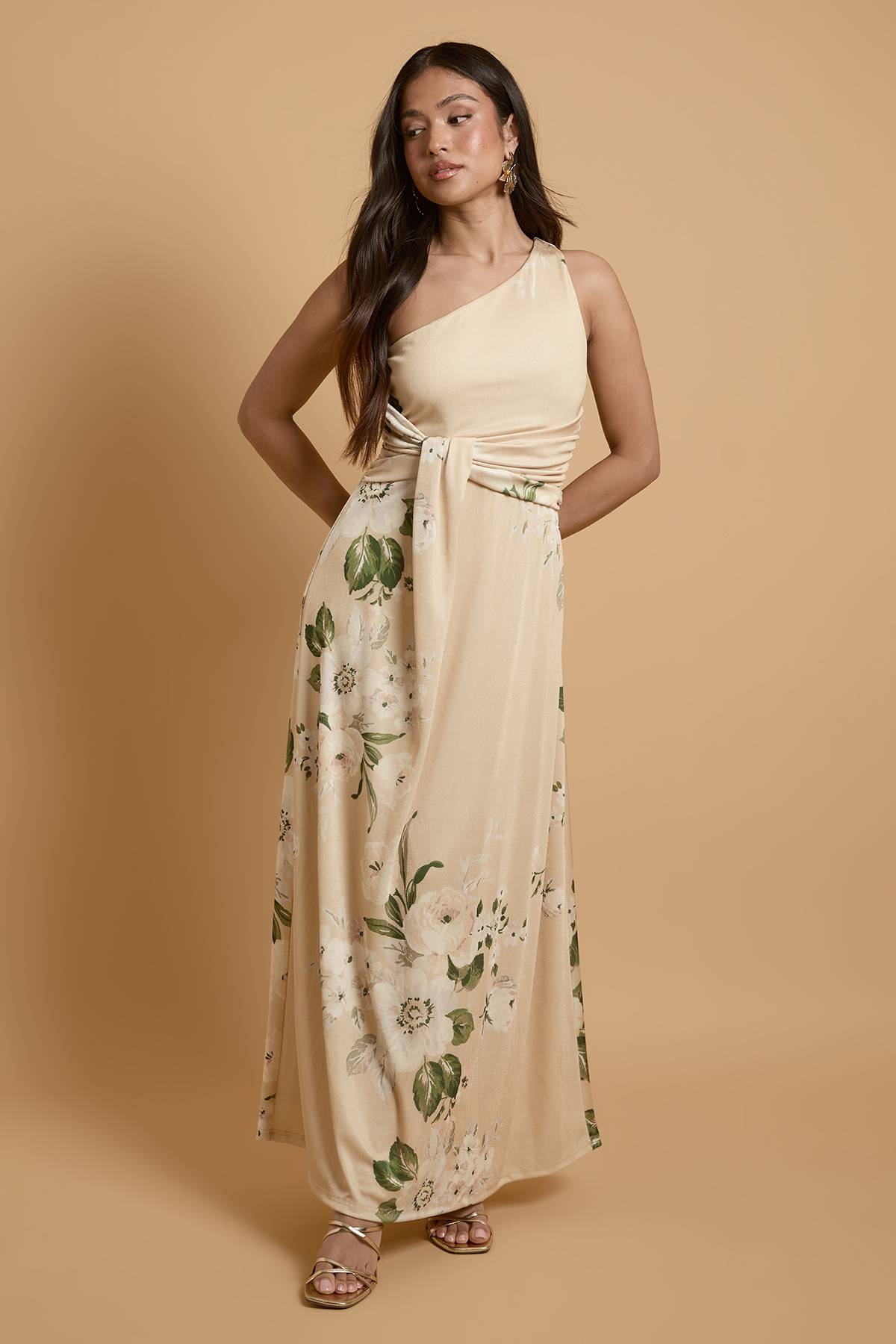 Oasis Robe Maxi Bandeau En Jersey À Imprimé Camélia Tombant Petite Taille