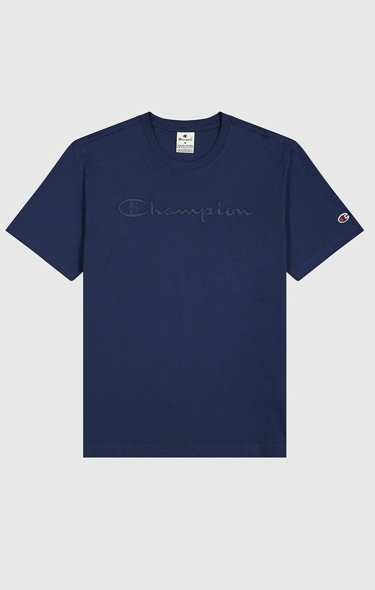 CHAMPION<br>Camiseta de manga curta com gola redonda e logotipo bordado