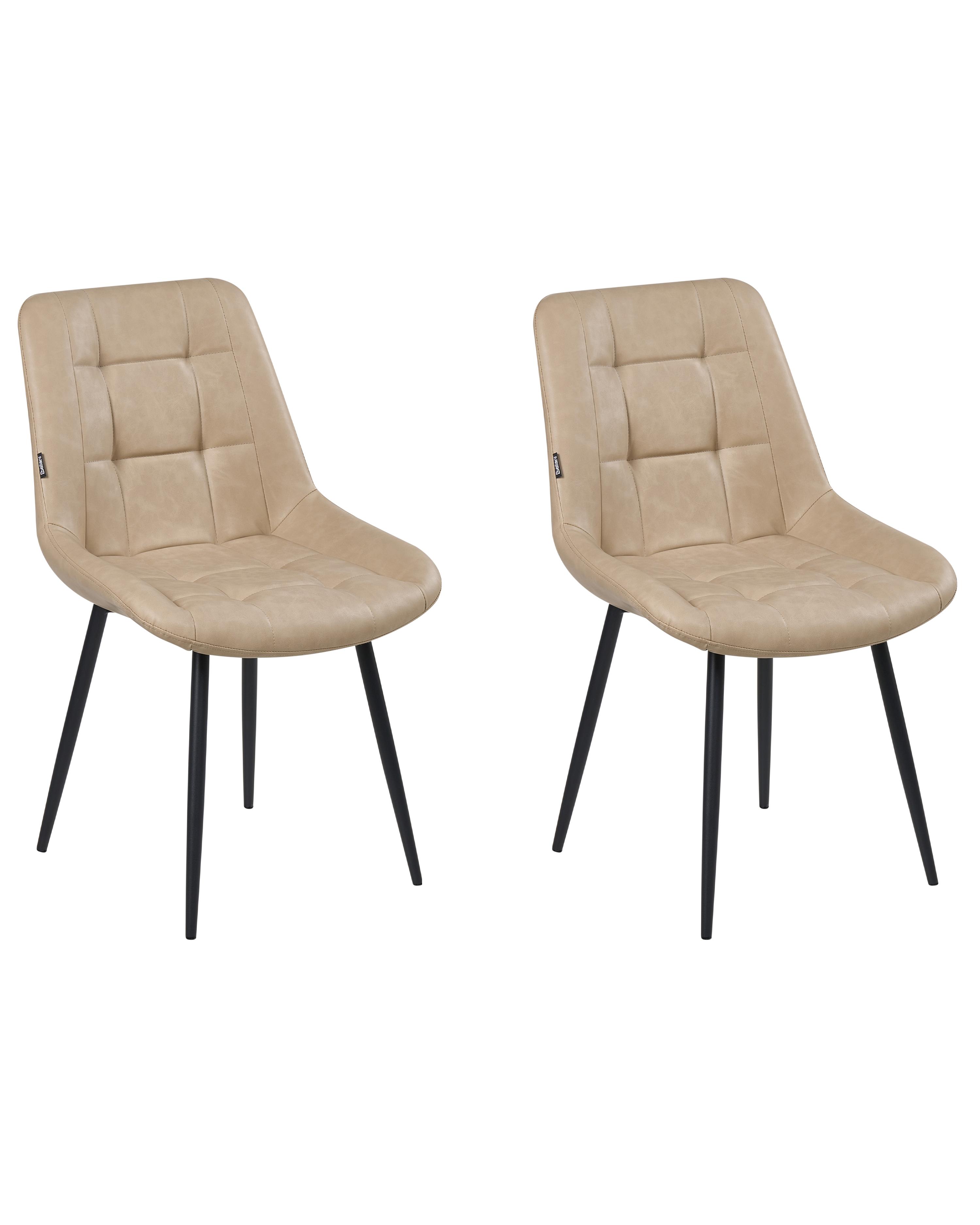 Set van 2 eetkamerstoelen MELROSE Kunstleer Beige