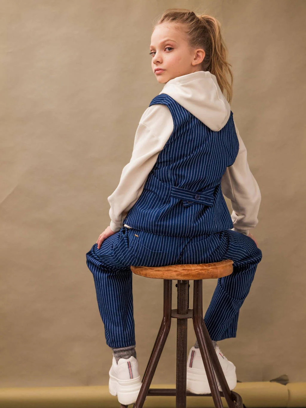 gestreept gilet LOUISE blauw