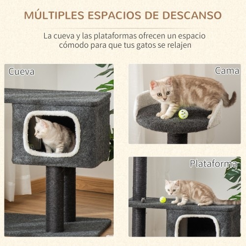 Torre de escalada Pawhut com caverna cinza para gatos