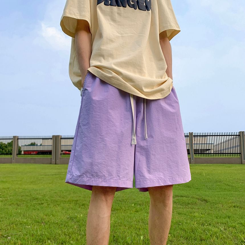Giuliana - Effen strandshort met trekkoordtaille