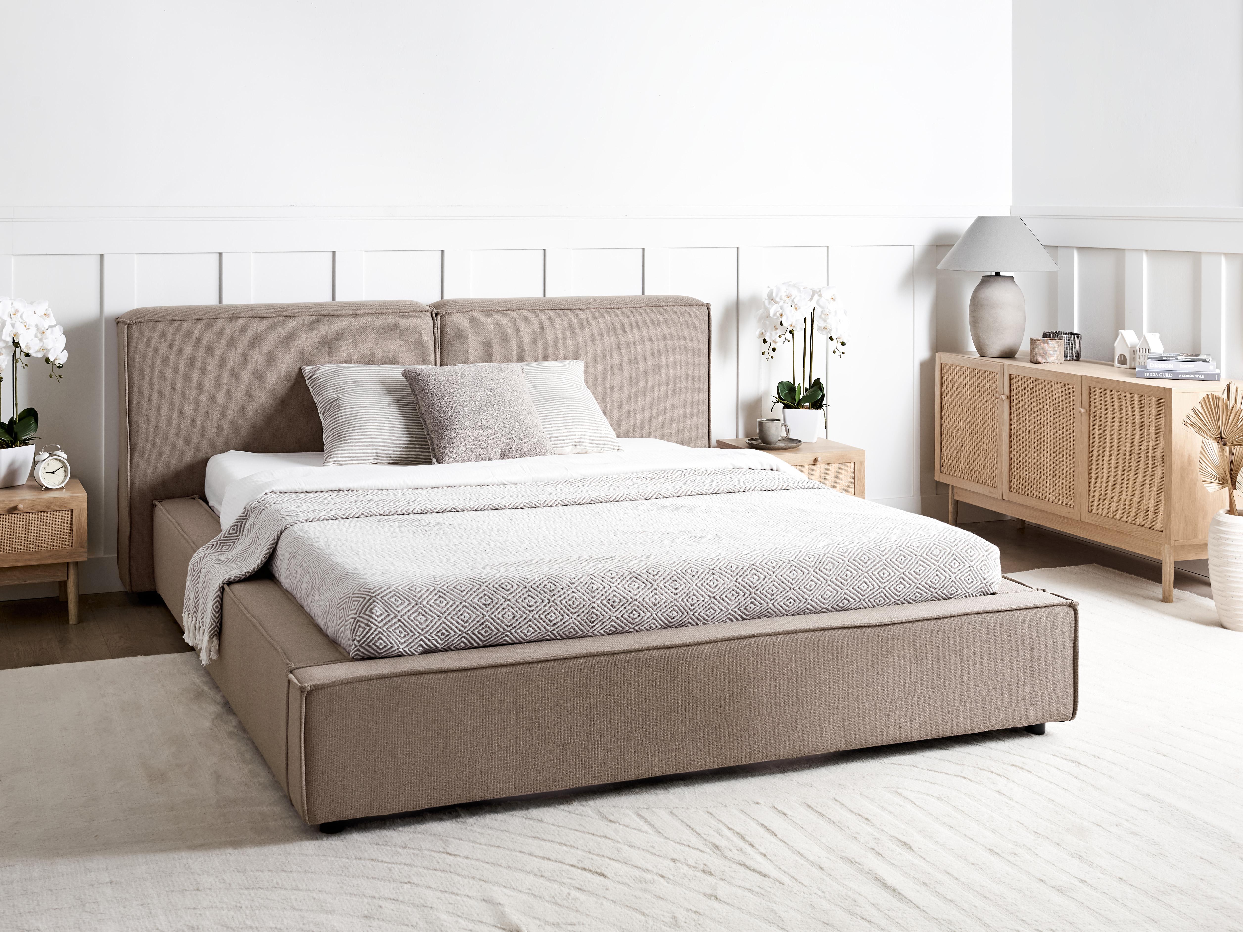 Bed Stof LINARDS 160 x 200 cm Lichtbruin
