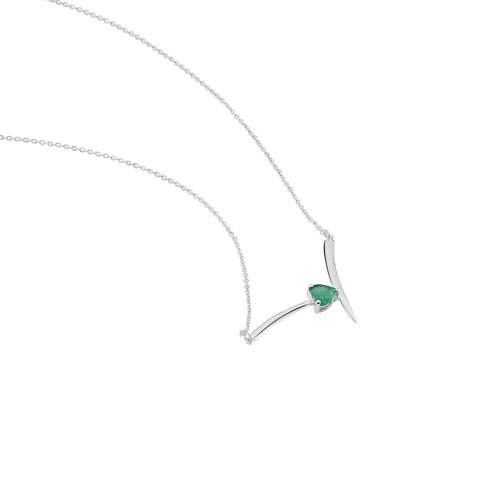 Collier Renaldine Or Blanc Emeraude