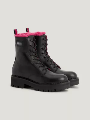 Botas Urbanas de Couro Liso com Forro Quente