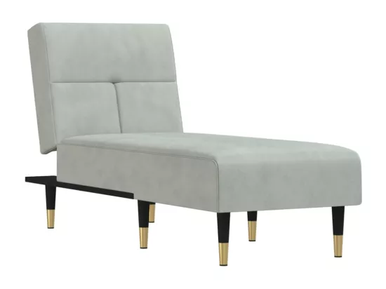 Chaise longue gris clair velours