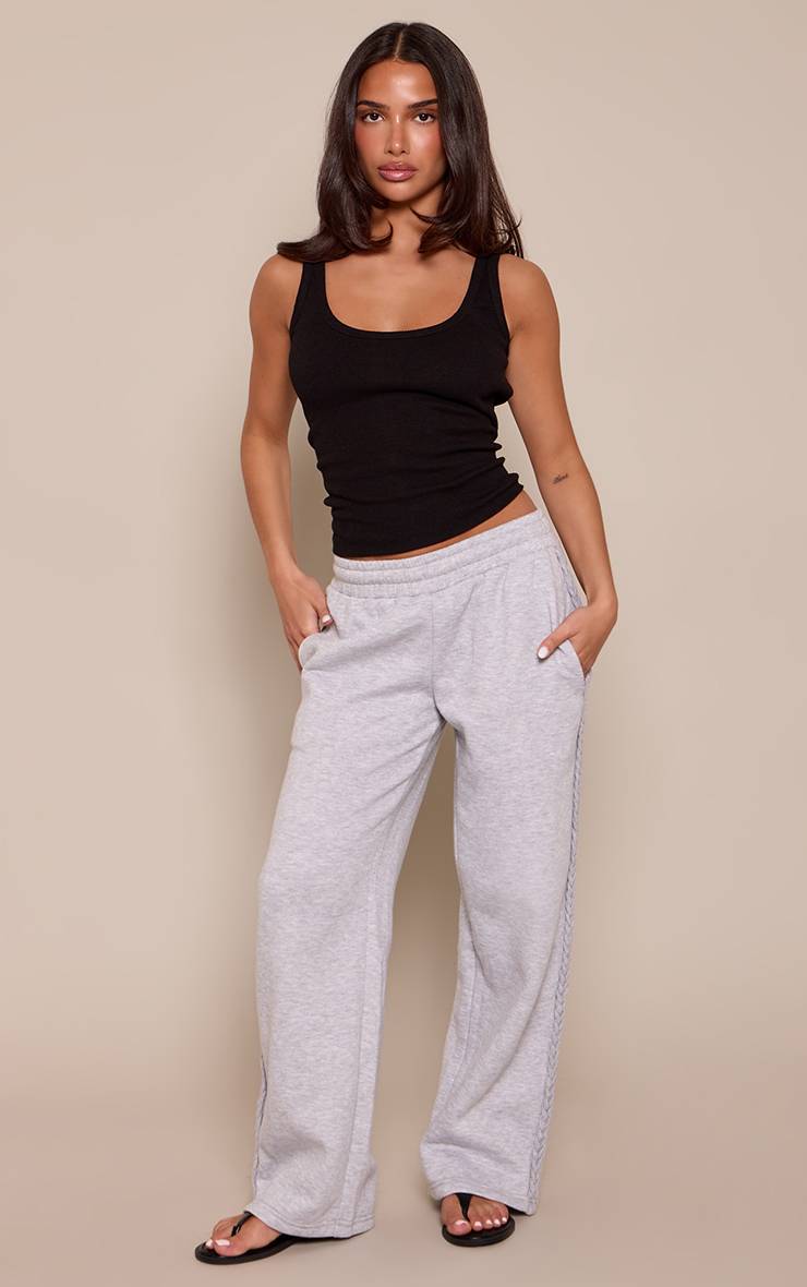 Gris Cendré Jogging Petite À Jambes Larges Avec Détail Latéral