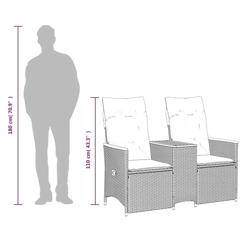 vidaXL - Tuinbank - Zwart - Poly rattan