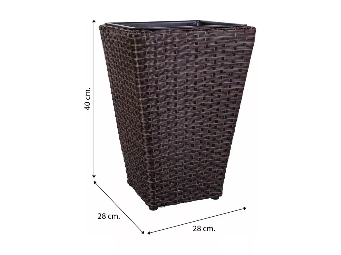 Cache-pot en rotin marron 28x28x40h