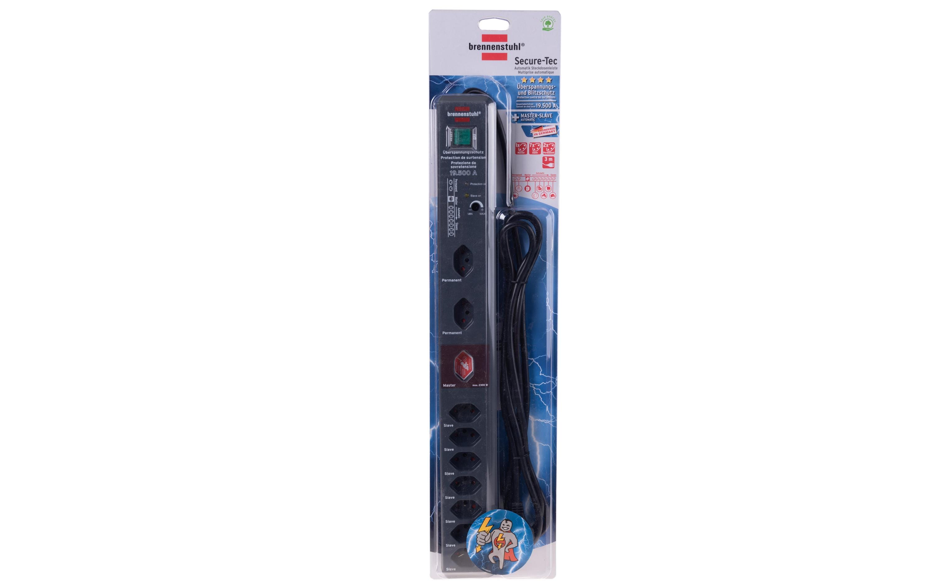 Master-Slave-Steckdosenleiste Secure-Tec 10x T13Automatik-Steckdosenleiste, anthrazit