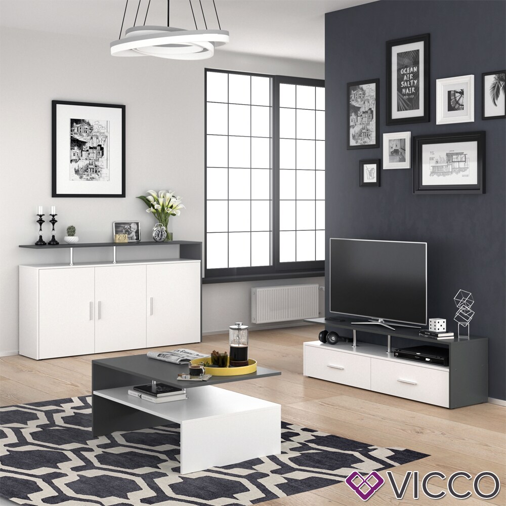 VICCO Sideboard AMATO Kommode Schrank Weiß Anrichte Fernsehschrank TV