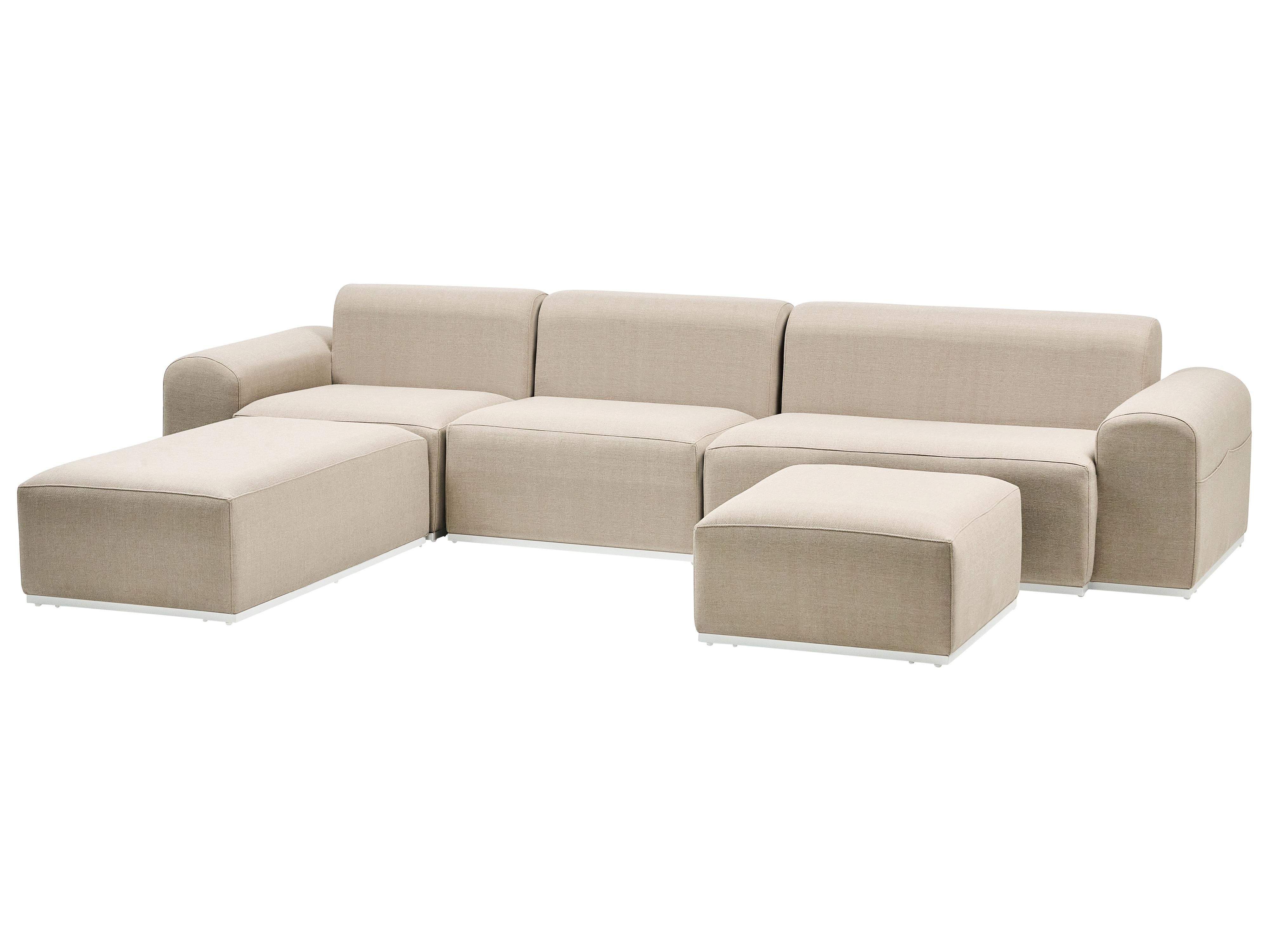 Tuin loungebank met ottomaan 7-zits BATTIFOLLO modulair Beige
