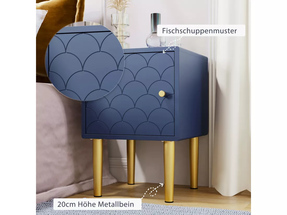 Tables de chevet - 35 x 35 x 50 cm - Panneaux de particules - Bleu marine