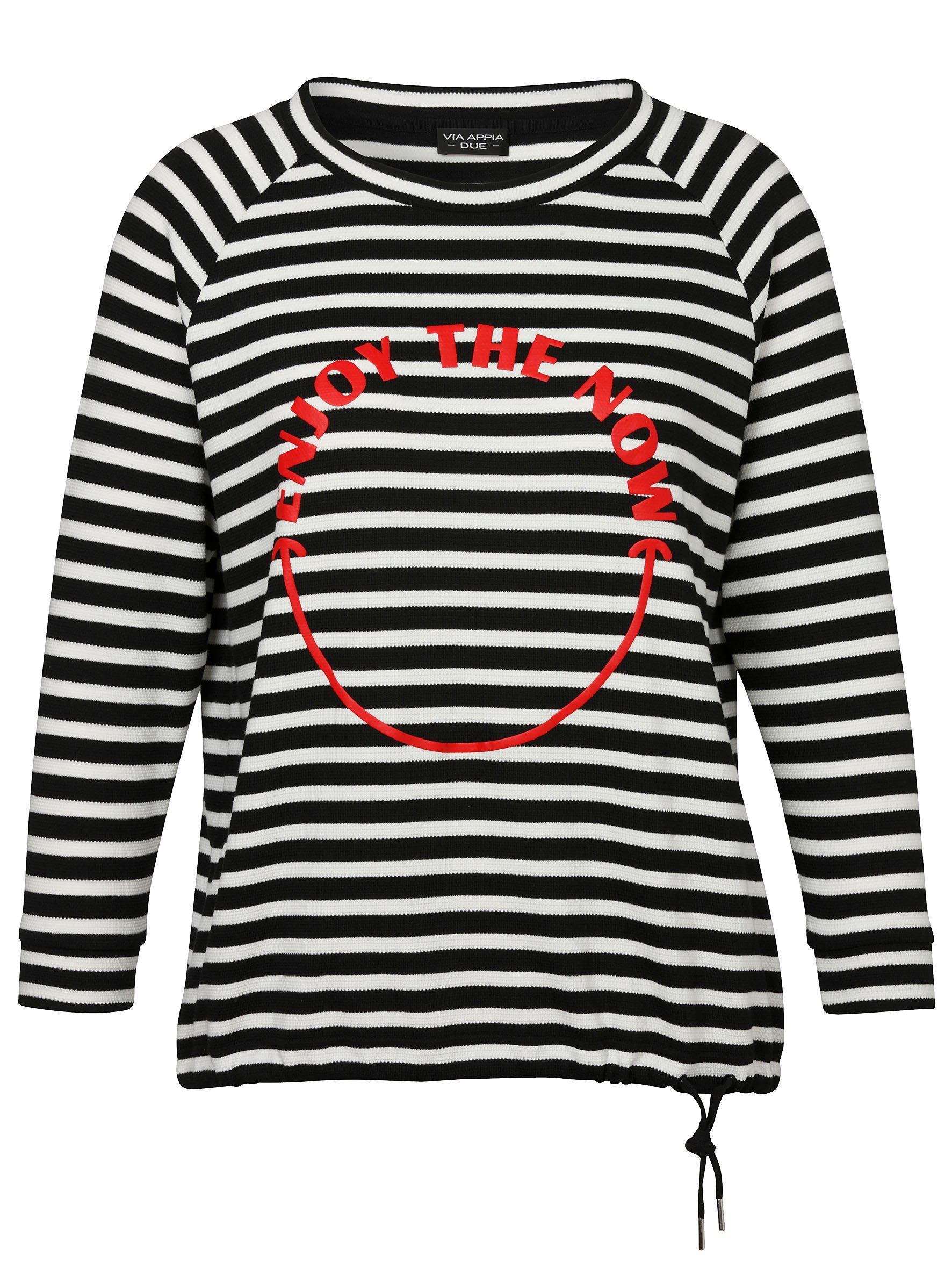 Ringel-Sweatshirt mit Stickerei und Tunnelzugsaum