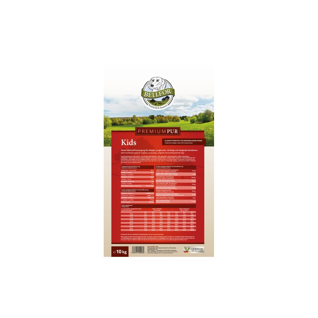 Bellfor Hundefutter für Welpen - PREMIUM PUR Kids - 10 kg
