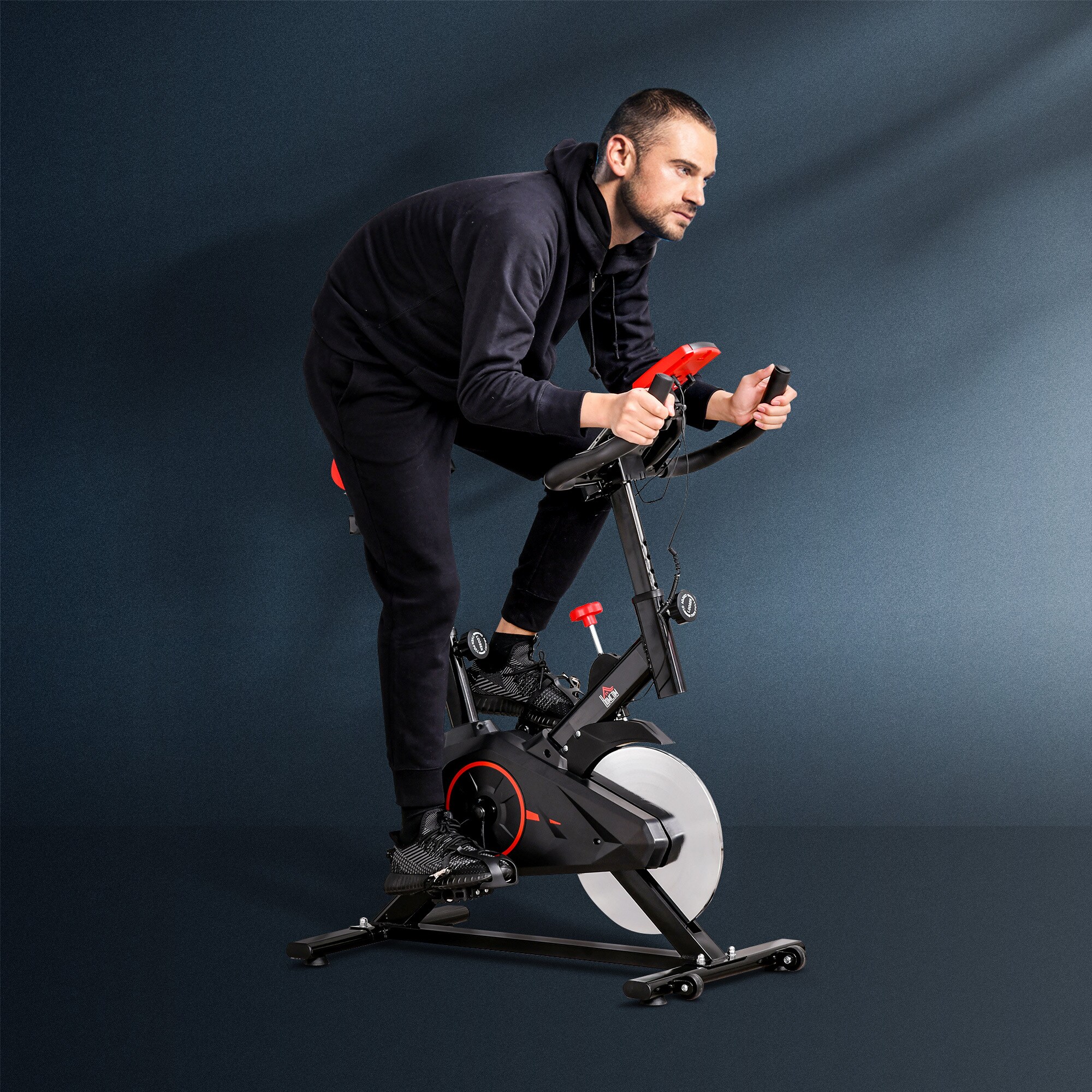 HOMCOM Fitnessfahrrad mit LCD-Monitor schwarz 102 x 47 x 104 cm (LxBXH)