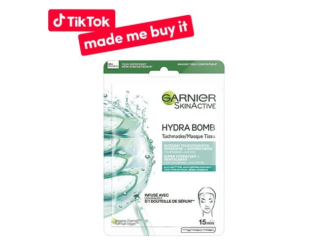 Garnier Gesichtsmaske Hydra Bomb Aloe Vera 1 Stück Tuchmaske sorgt für ein sofortiges Frischegefühl und ein revitalisiertes Hautbild