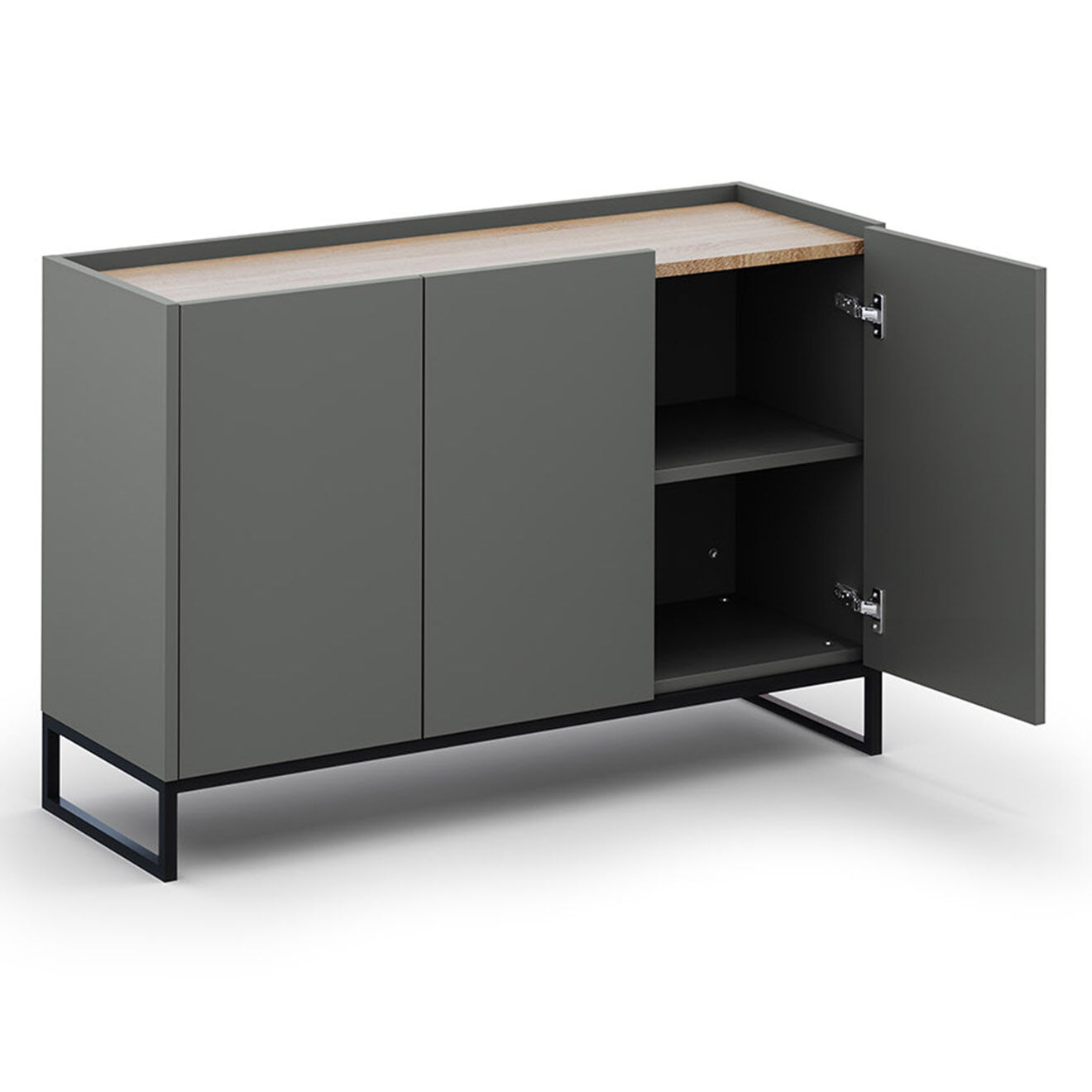Windsor & Co Commode Helene gris/chêne naturel - 120x40x80 cm