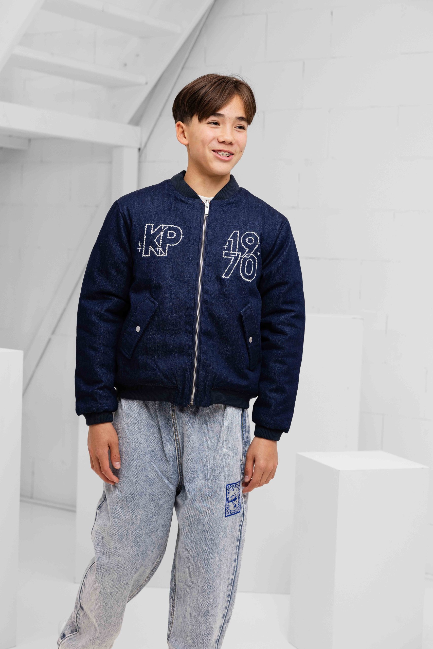 Kenzo Galaxy Embroidered Reversible Jacket Kids Donkerblauw