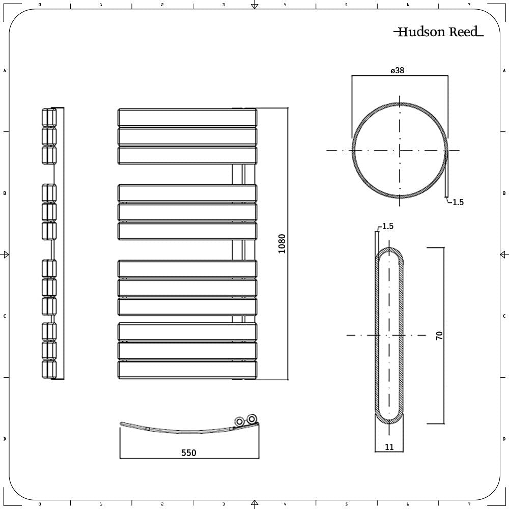 Hudson Reed Elgin - Handtuchheizkörper 1080 x 550 mm in Anthrazit