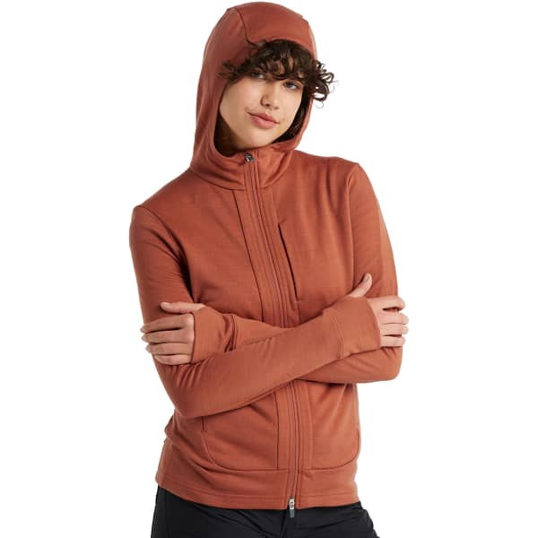 Veste polaire randonnée ICEBREAKER W QUANTUM III LS ZIP HOODIE CLAY