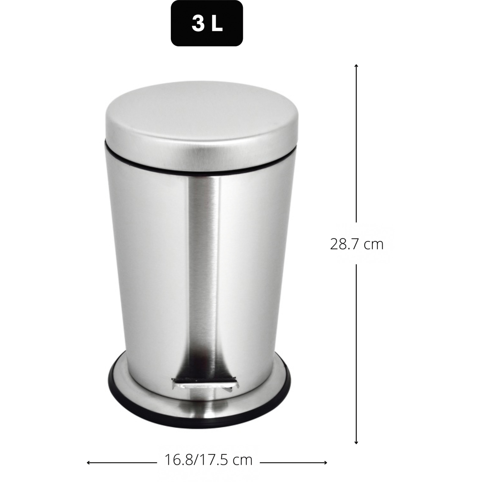 MSV Treteimer 3L CONIC Rostfreier Stahl 17.5 x 16.8 x 28.7 cm