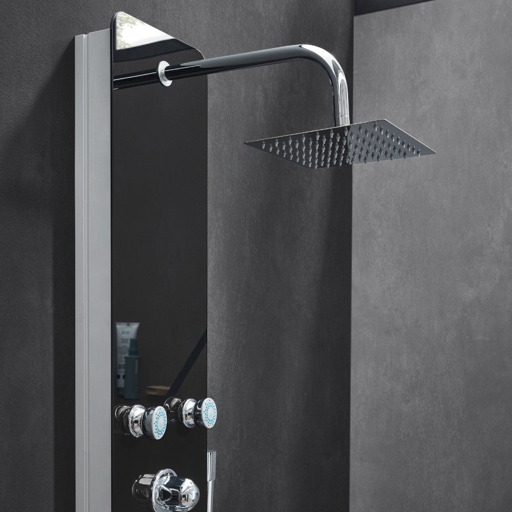 Home Deluxe - Douchepaneel - DIVE Black - Afmetingen: 150 x 25 x 9 cm, Front: Glas, incl. regendouchekop en complete accessoires