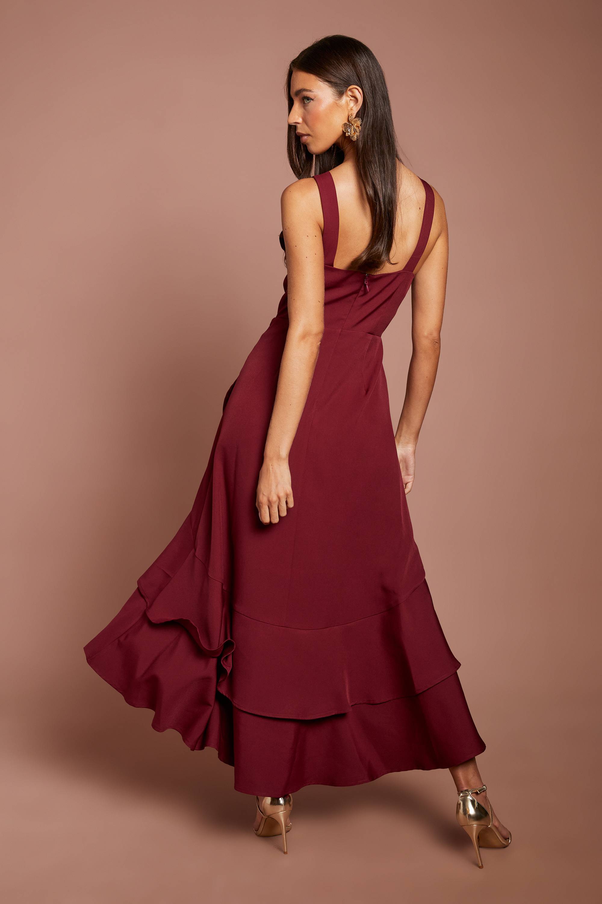 Coast Robe Midi En Crêpe Sans Manches À Détails Étagés