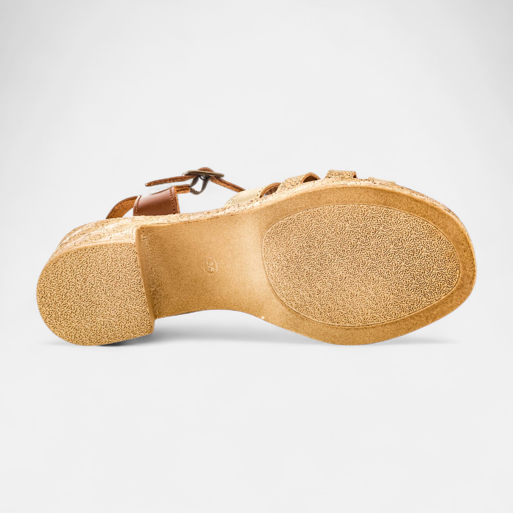 Nu-pieds à talon Femme en cuir cognac