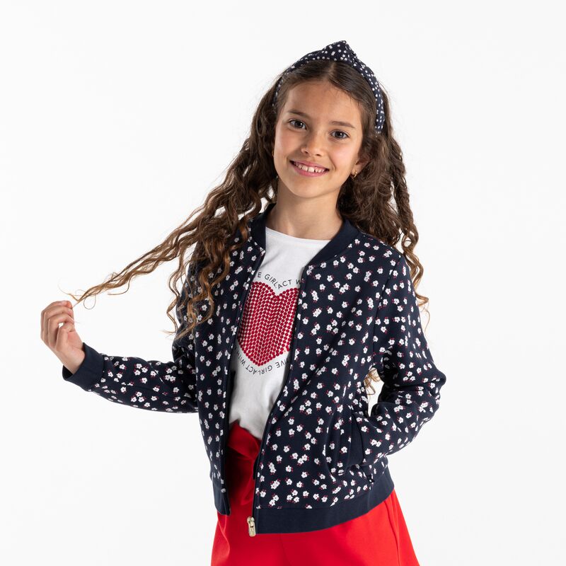 Teddy zippé en molleton imprimé bleu fille