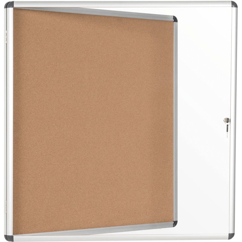 Vitrine intérieure fond liège porte battante cadre aluminium Bi-Office Enclore - 12 feuilles