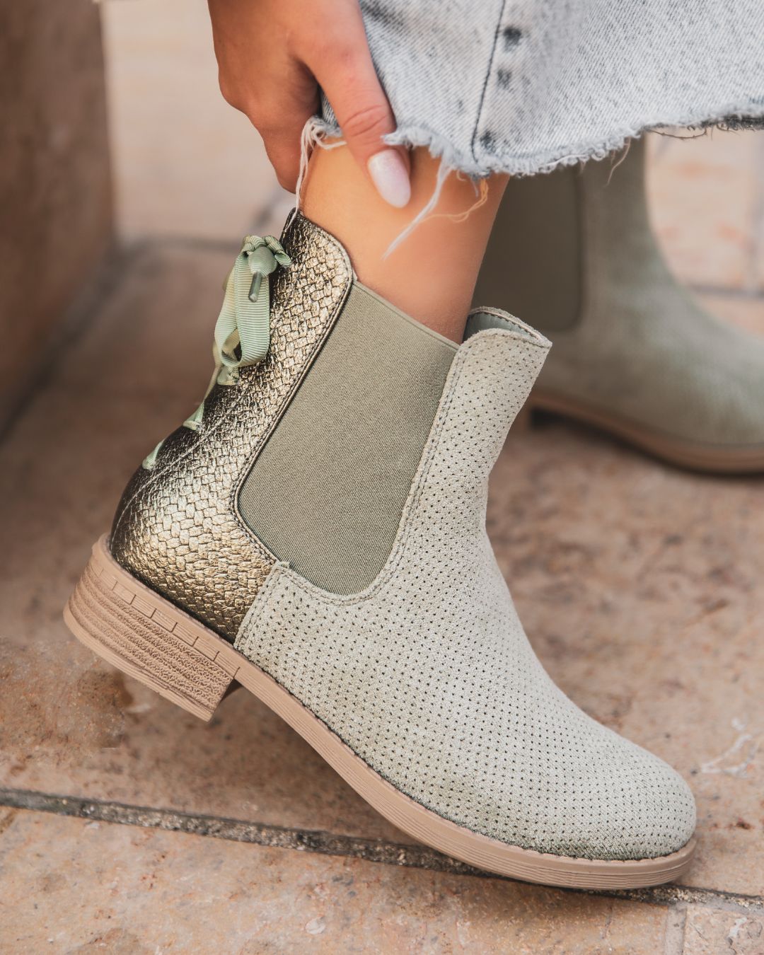 Bottines femme vertes chelsea - Lya