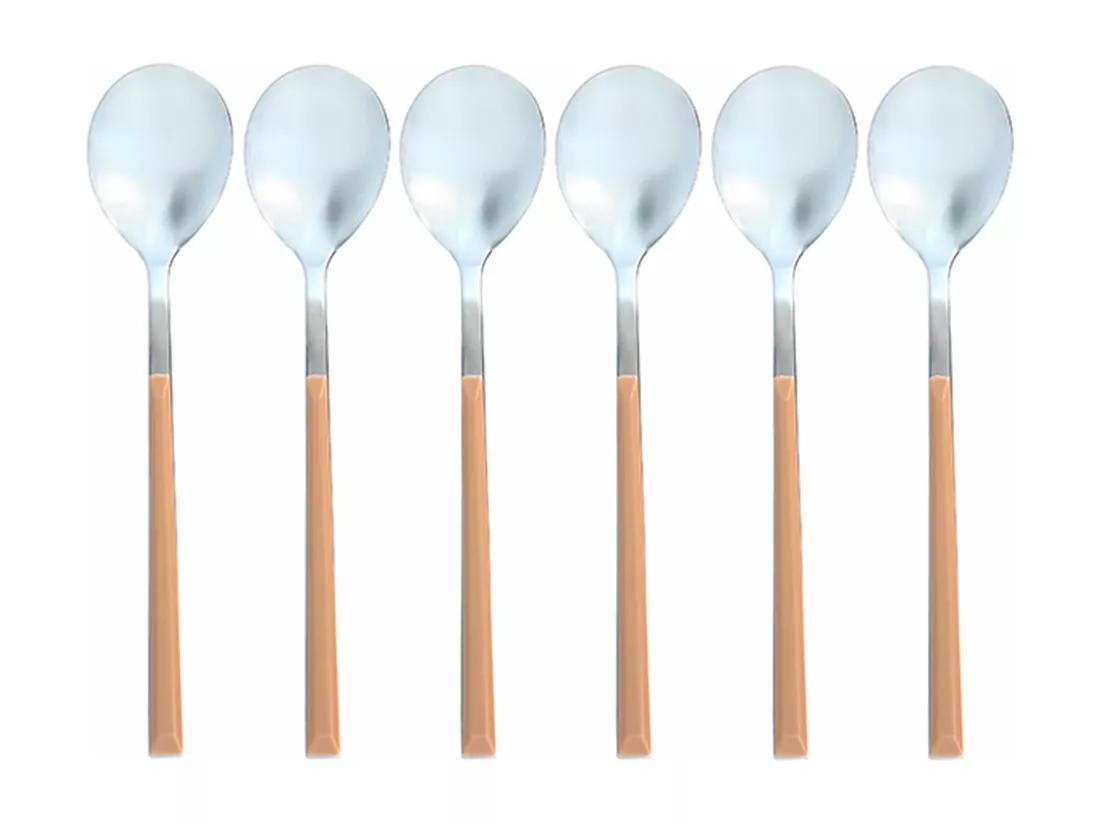 Novastyl - Lot 6 Cuilleres De Table Colorama 21.5cm En Acier Inoxydable Noisette