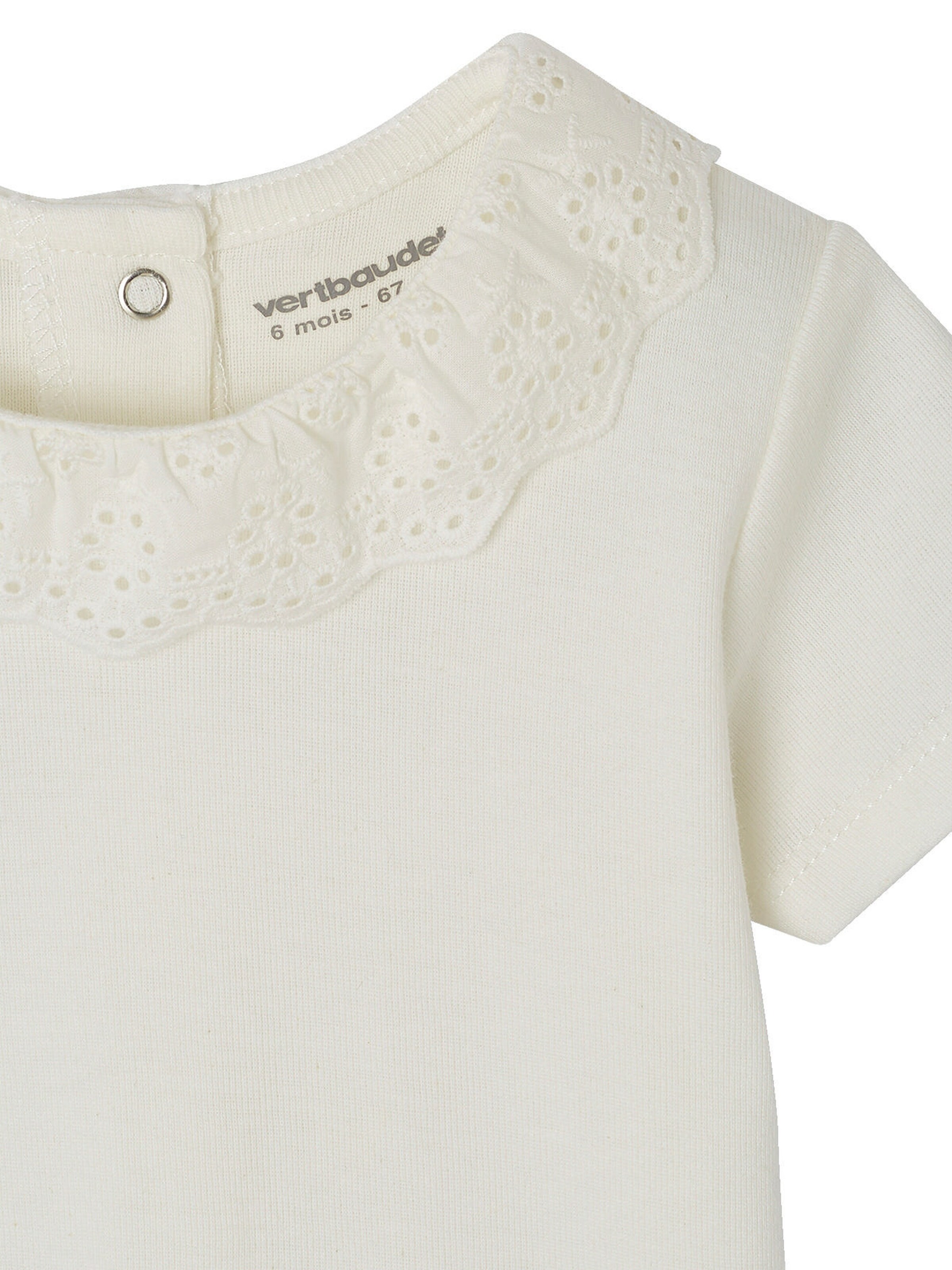 Vertbaudet Baby-Set: T-Shirt mit Kragen & geblümte Shorts wollweiß