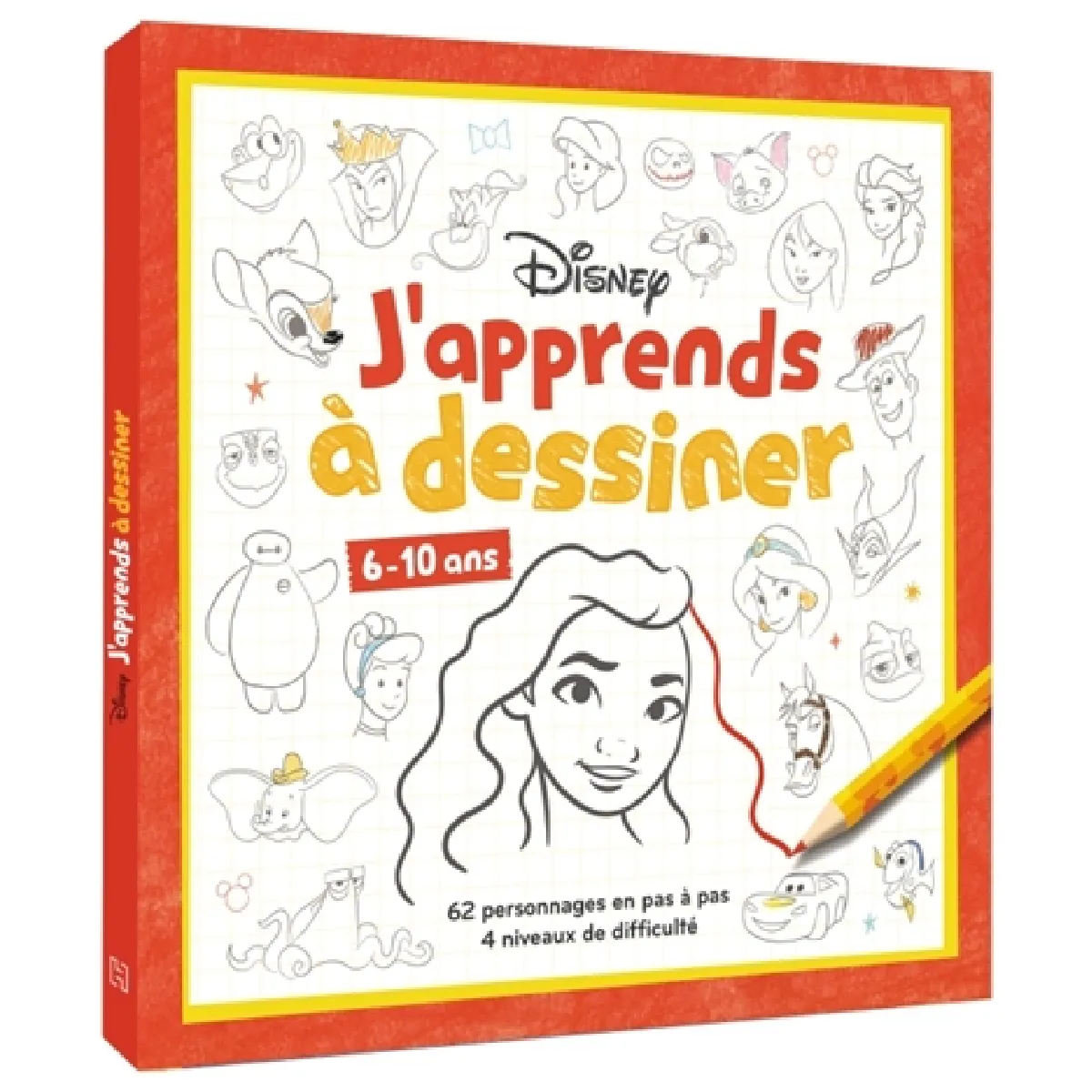 DISNEY : J'apprends à dessiner : 62 personnages en pas à pas (6+)
