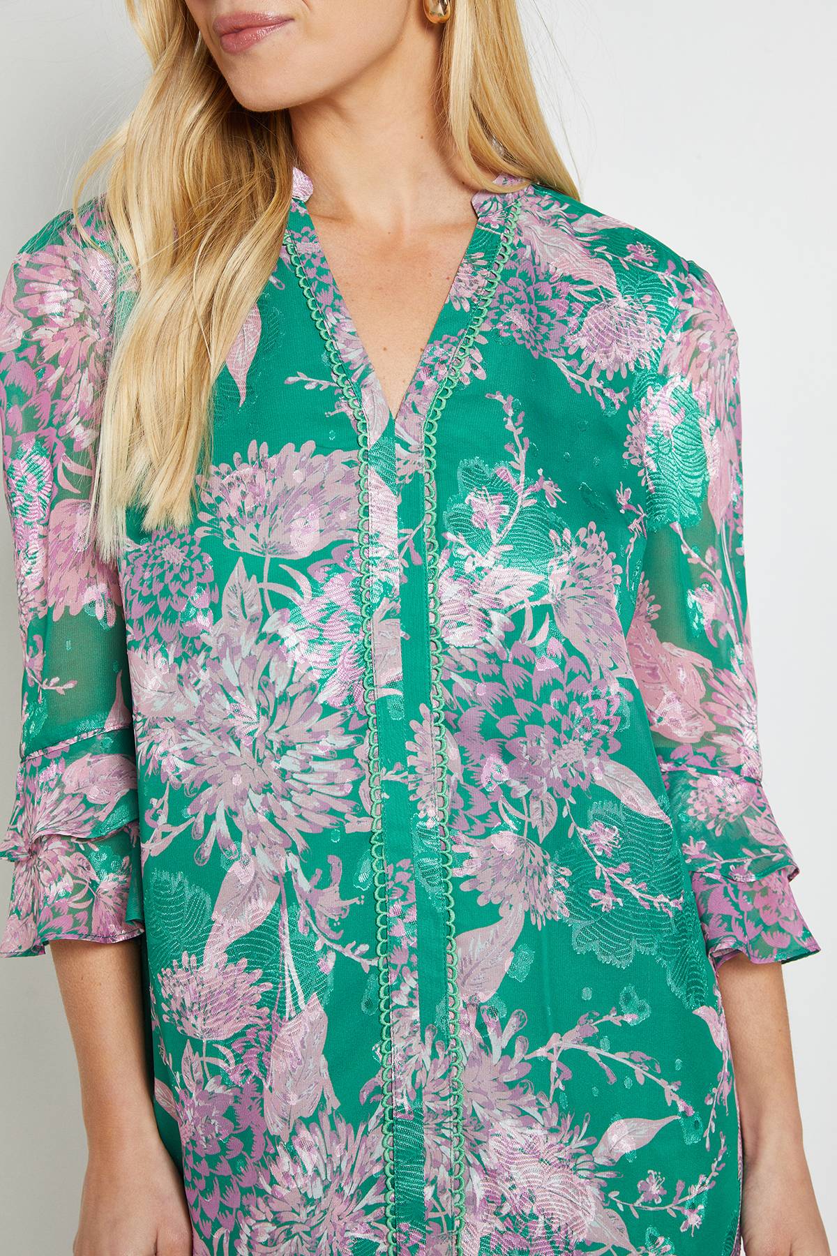 Wallis Robe Droite À Volants Petite Taille Imprimé Floral Dévoré