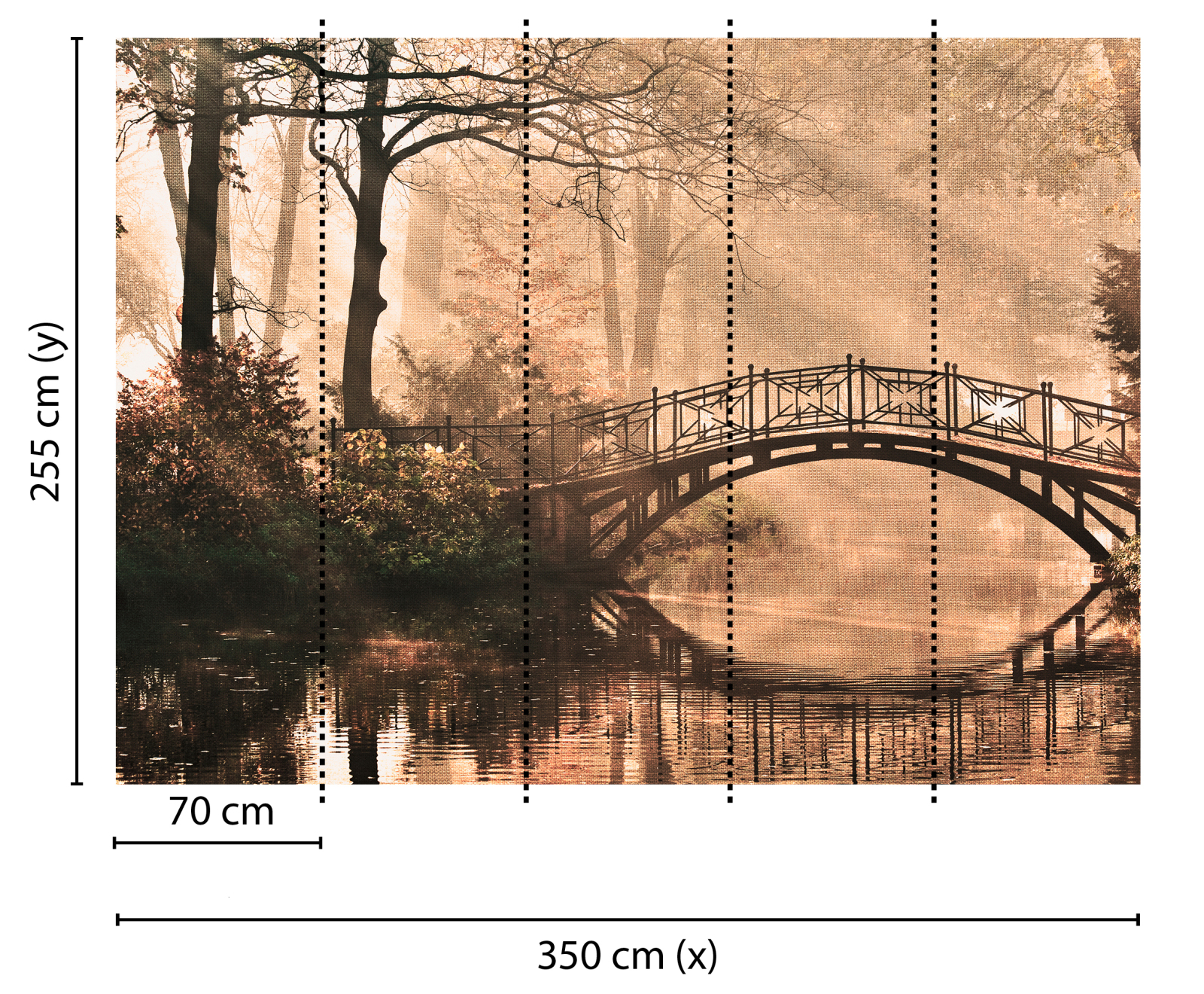 Fototapete DESIGNWALLS - Brücke im Wald - braun-grün - 2,55 Meter