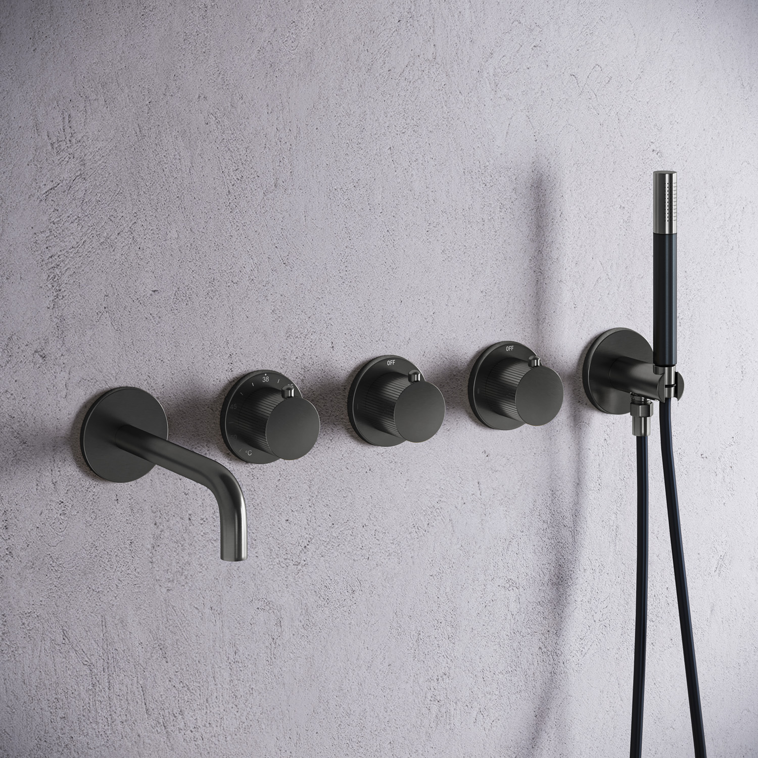 Saniclear Plus Stripes Pro inbouw badkraan met 20cm uitloop verouderd ijzer - gunmetal
