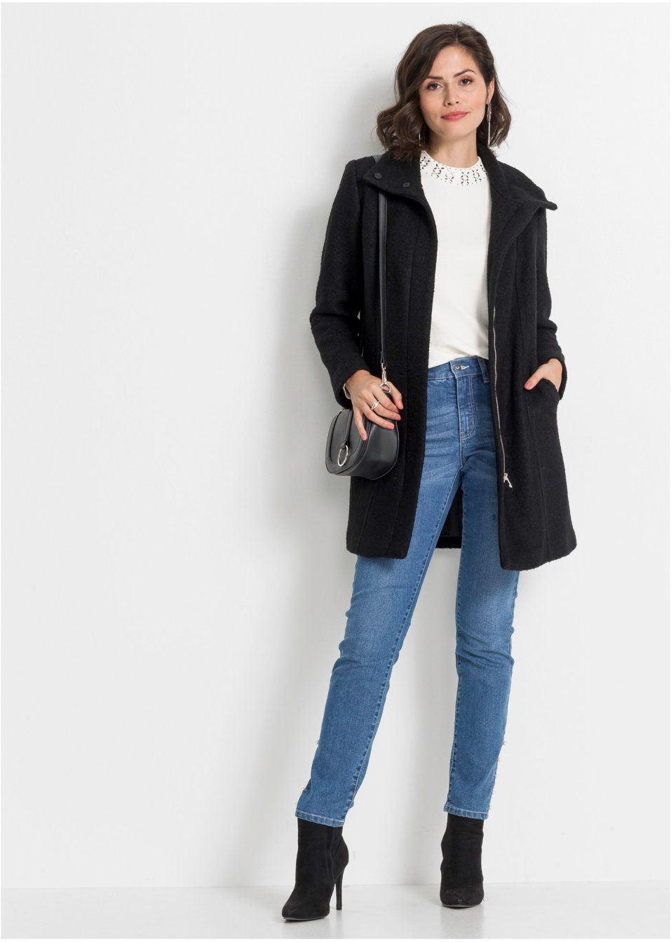 Manteau court en maille bouclette