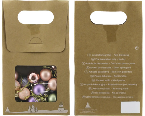 Kunststof kerstboombal Ø 2,5 cm paars groen crème 27 stuks