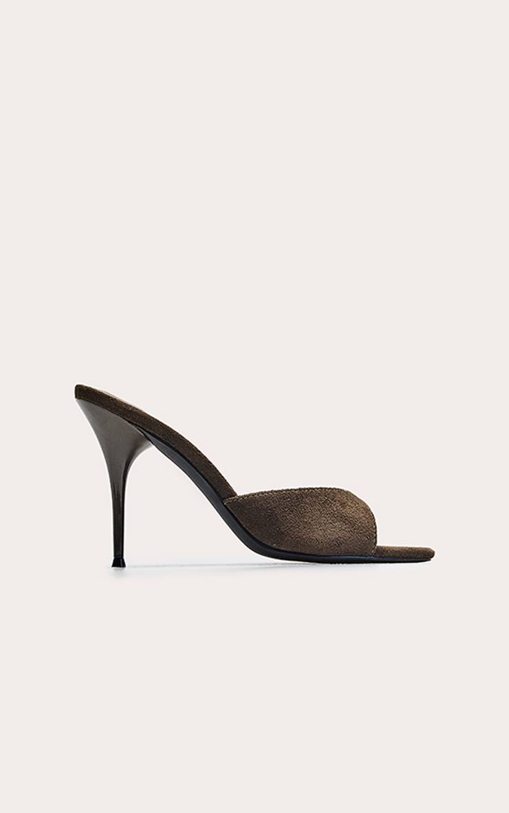 Kaki Mules À Talons Hauts En Daim