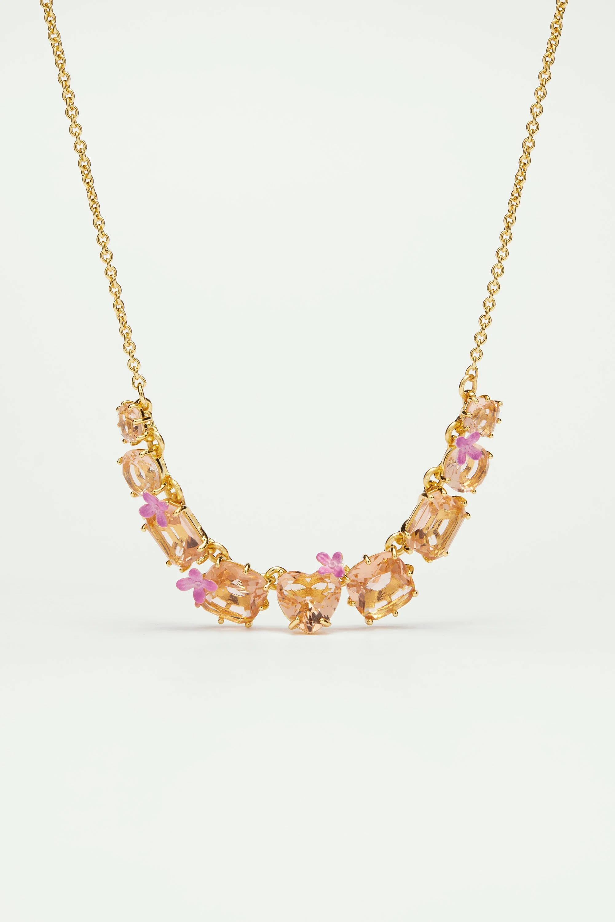 Collier fin 9 pierres la diamantineabricot | Rose