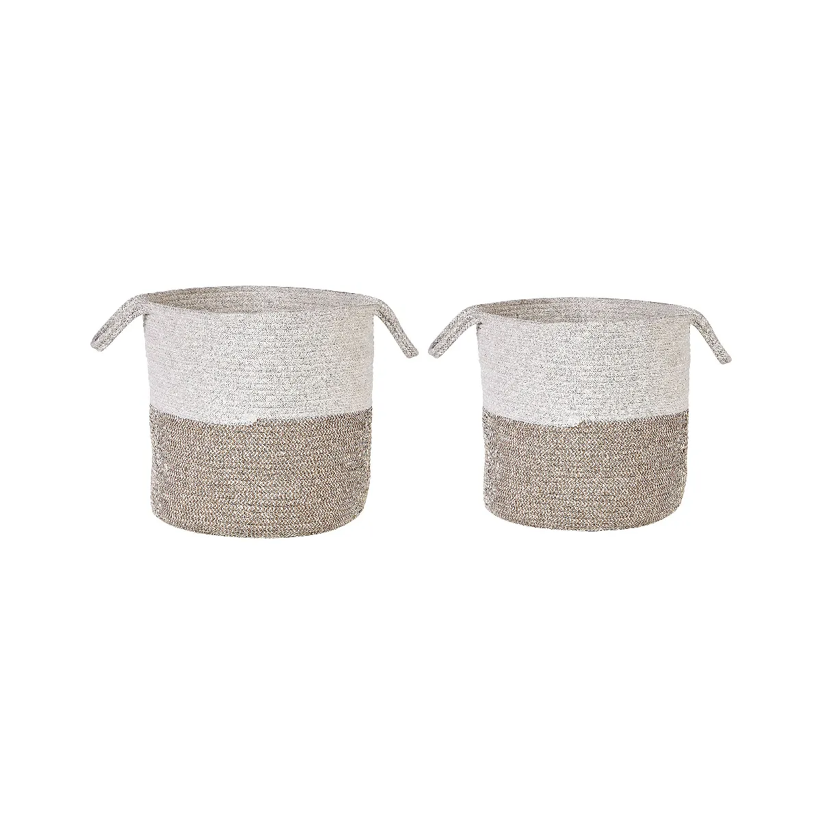 BELIANI Lot de paniers PAZHA - Blanc et Beige