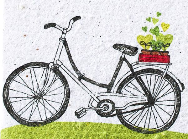 Growing Paper Karte Velo  gelb